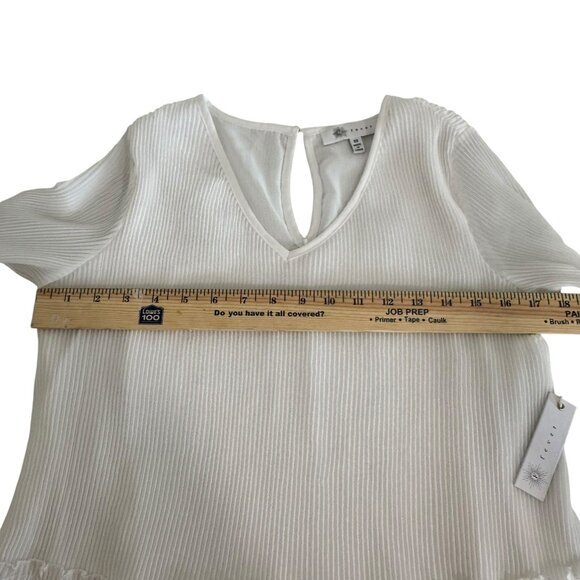 Fever White Pleated Peplum Blouse – Size XS – Romantic & Flowy - NWT - Picture 7 of 8